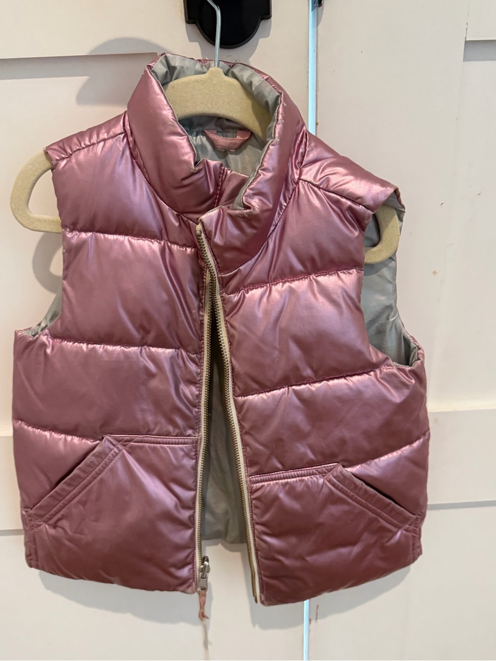 Pink Chicken Shiny Mauve Puffer Vest - Rose Metallic